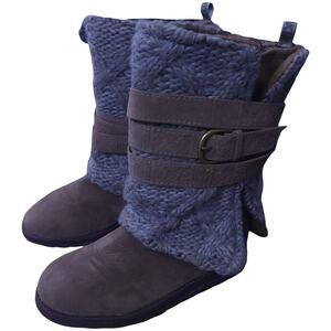 Muk Luks Nikki Convertible Knit Winter Boots Sz 7 Belt Wrap Lace Sweater Style